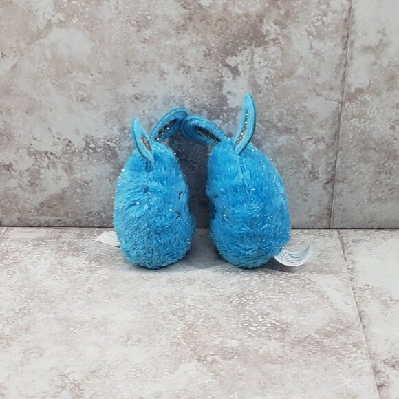 2 Ages 3+ Blue Metallic Fuzzy Bunnies Opp Plush Stuffed Animal 6" - Picture 3 of 11